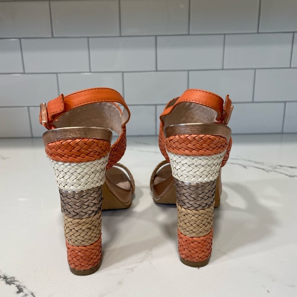 Vince Camuto heels woven soft calf ocean coral combo - Picture 2 of 4
